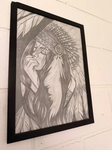 Quadro Retrato Indígena Mulher