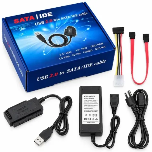 Adaptador de HD e SSD SATA IDE 2.5" 3.5" para USB 2.0 com Fonte de Alimentação