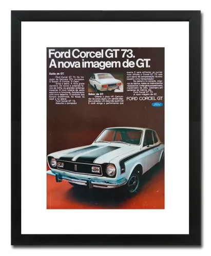 Ford Corcel, GT ou Belina 1973 - quadros decorativos com propaganda original