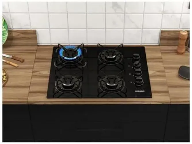 Cooktop 4 Bocas a Gás GLP Itatiaia Preto Essencial