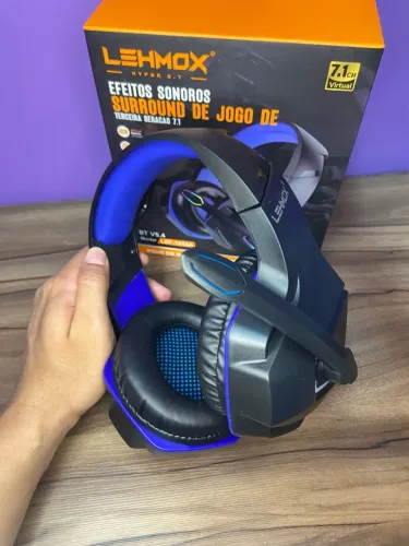 fone de ouvido Headset Gamer sem Fio Led RGB Lehmox LEF-1032A