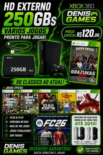 Hd externo seu xbox 360 com jogos