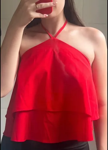 blusinha feminina com duplo babado - vermelho - tam g