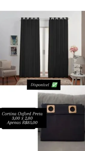 Cortina de Sala Oxford Preta