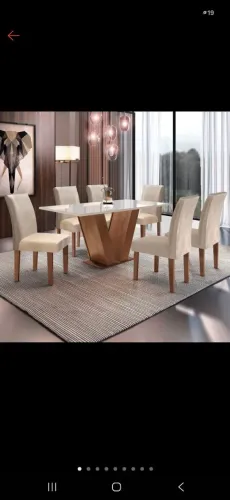Mesa de jantar com 6 cadeiras tampo de vidro nova