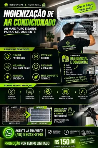 Limpeza e higienização de ar condicionado