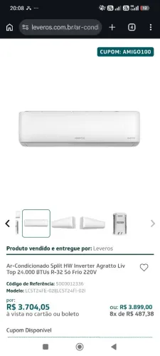 AR CONDICIONADO AGRATTO 24000 BTU'S