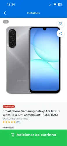 Vendo Samsung A17 cinza 128g 