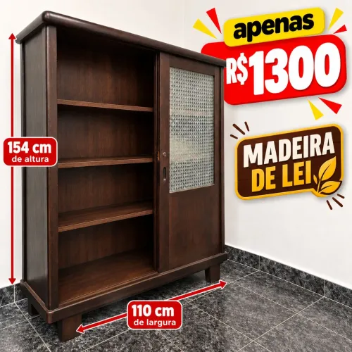 ARMARIO RETRO madeira de lei vidro Silézia
