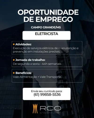 Vaga para Eletricista