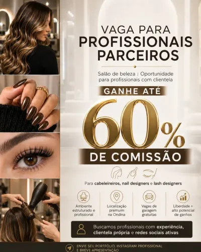 VAGA PARA PROFISSIONAIS PARCEIROS | SALÃO DE BELEZA