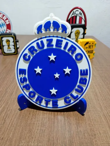 Placa colecionável escudo do Cruzeiro + Suporte incluso