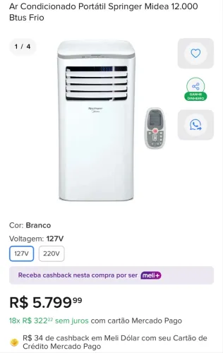 Ar condicionado portátil Midea