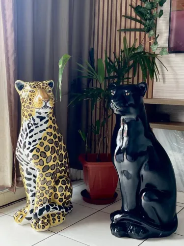 Escultura pantera negra para jardim ou para decorar a sua casa pintura automotiva