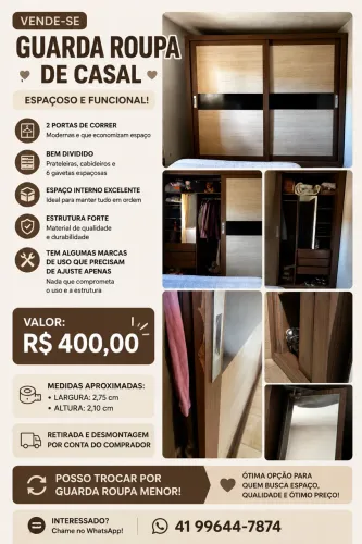 Vendo ou troco guarda roupa casal 