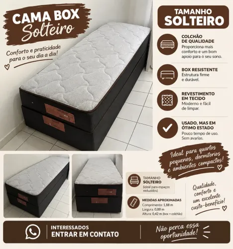 Cama box com colchão solteiro 