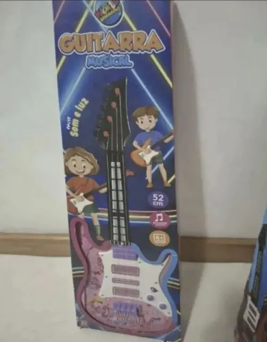 Guitarra musical infantil com som e luz + pilhas 