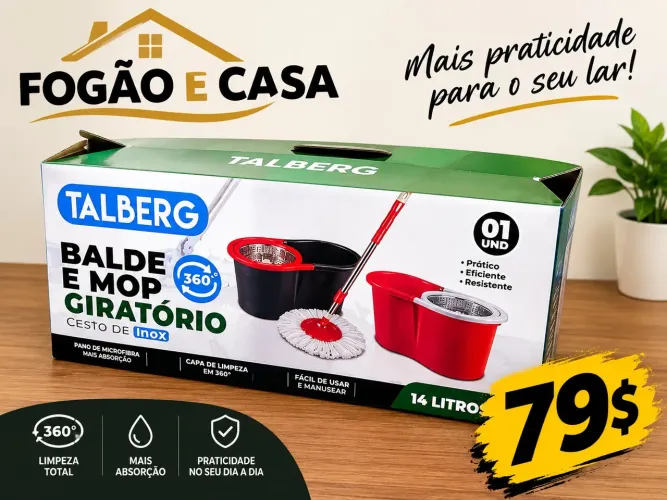 Balde giratório limpeza