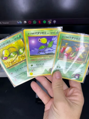 Lote 3 Cartas Pokémon Bellsprout da Erika - Japonês Vintage (1998)