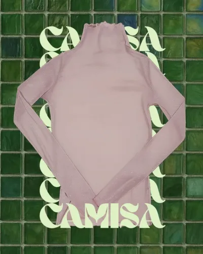 Camisa transparente rosa com glitter tamanho P