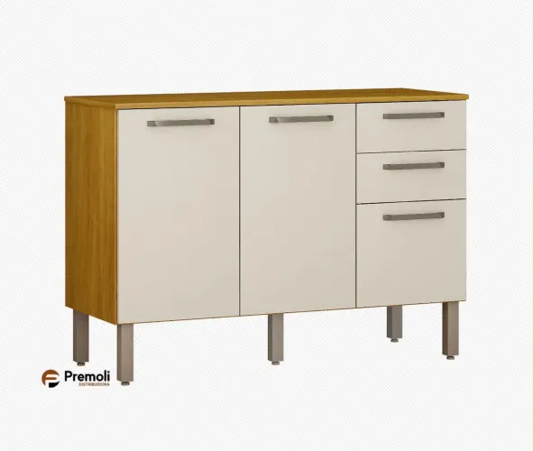 BALCÃO DE COZINHA MALTA 3 PORTAS BRANCO NOVO