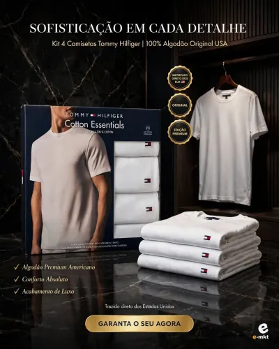 Kit 4 camisetas Tommy Hilfiger Cotton Essentials
