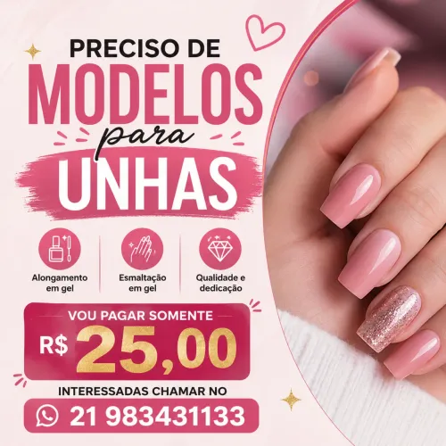 Vagas para Modelos de Unhas. Alongamento de Unhas por Apenas R$25