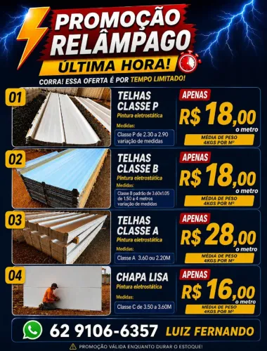 promoção telhas e tapumes