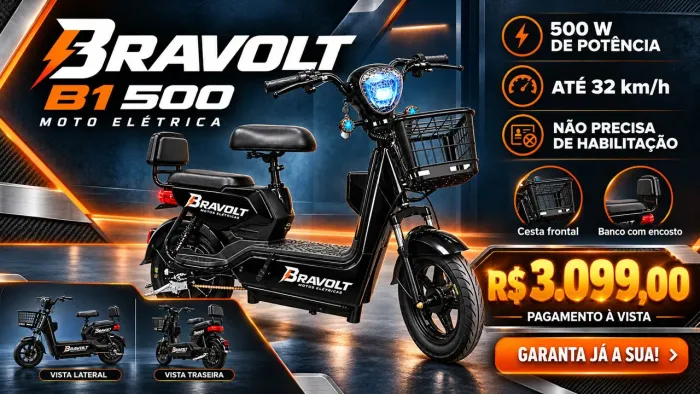 Moto elétrica Scooter Urban Bravolt Q500 500W ? R$ 2.390 ? Aceito troca