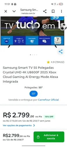 TV SAMSUNG NOVA 55 polegadas 