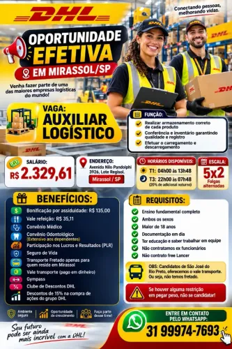 Auxiliar de logística também para PCD