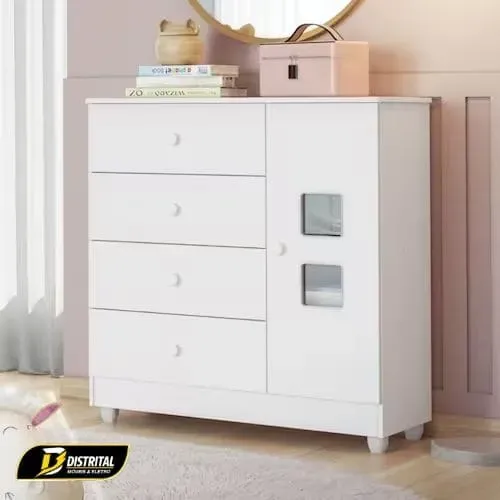 Cômoda Infantil Life 1 Porta 4 Gavetas novo