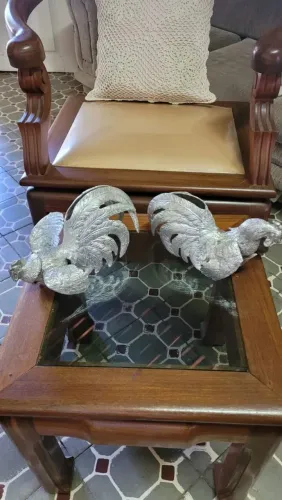 Par de galos de prata pura