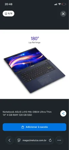 Notebook ASUS L410 MA-DB04 Ultra Thin 14" 4 GB RAM 128 GB SSD