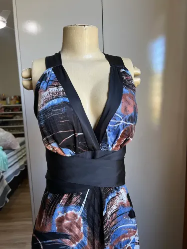 Vestido de festa estampado azul - Bazar