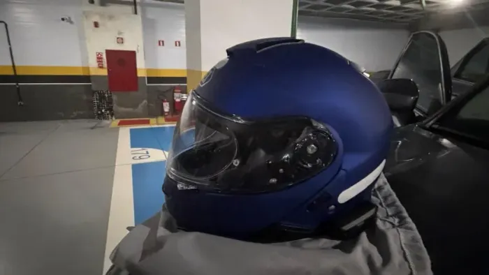 Capacete Shoei Neotec nº 60 escamoteável Azul fosco - zerado (Sem Uso)