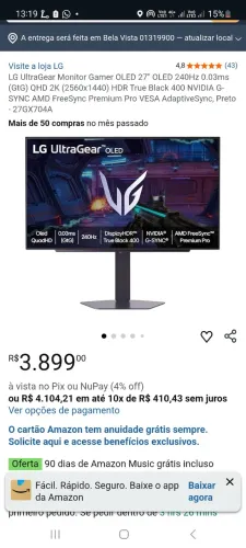 Monitor gamer novo lacrado