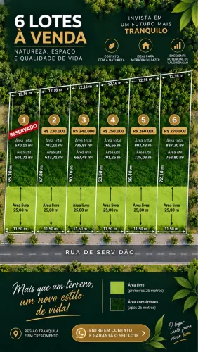 TERRENO / LOTES 700m2 NO GANCHINHO 
