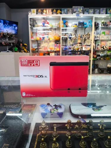 Nintendo 3DS XL Vermelho Seminovo (Desbloqueado) com caixa e serial batendo