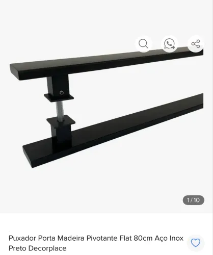 Puxador Porta Madeira Flat 80cm Aço Inox Preto Fosco - Novo