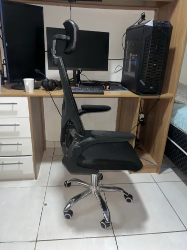 Cadeira Ergonômica Escritório/Gamer Mesh com Apoio Lombar e Cabeça Semi Nova