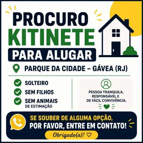 Procuro kitinete pra alugar no parque da cidade - rj