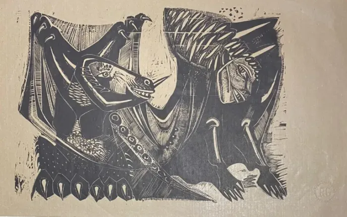 MARCELLO GRASSMANN, xilogravura 40x66 cm, relevo do ateliê de impressão Roberto Grassmann