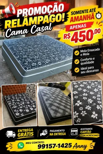 PROMOÇÃO DE CAMA CASAL MOLA E MOLA ENSACADA