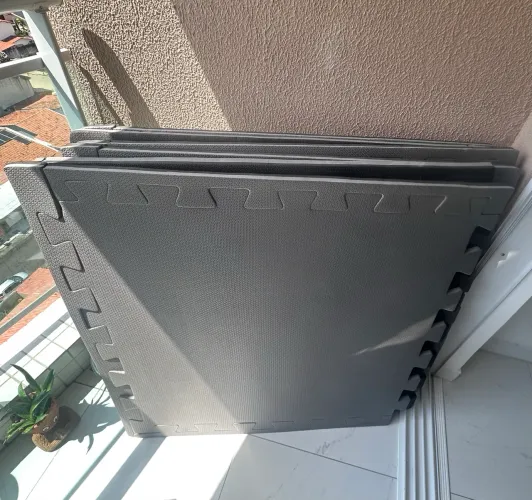 Kit 6 Tatames Dupla Face 100x100cm - 30mm Cinza e Preto Anti-Impacto