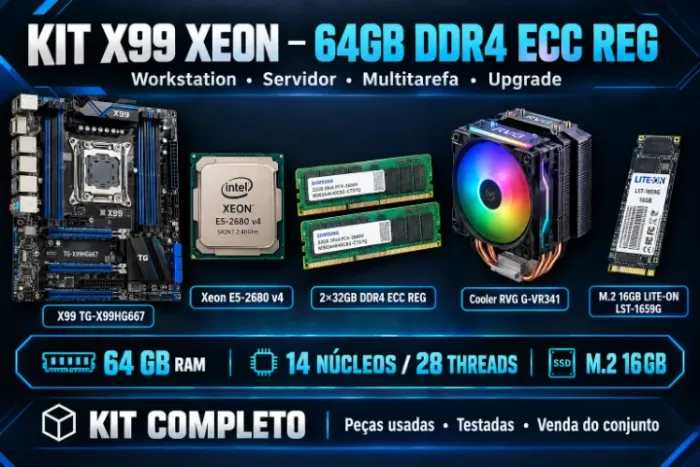 KIT UPGRADE X99 + XEON E5-2680 V4 + 64GB DDR4 ECC REG +SSD M.2 de 16 GB ?
