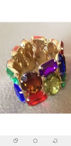 Linda pulseira oriental dourada com pedras cristal colorido alta qualidade!