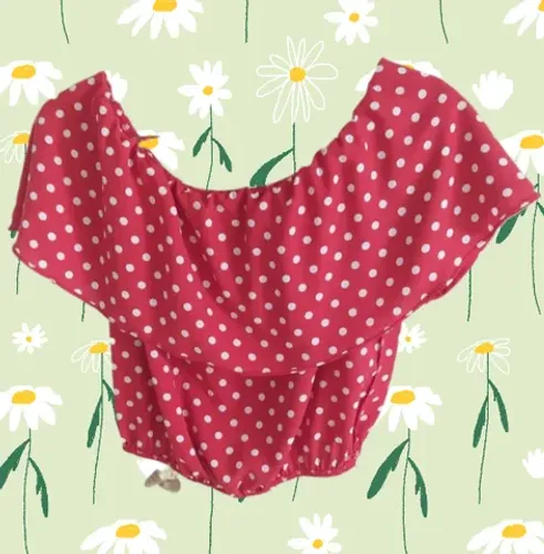 cropped bolinha branca