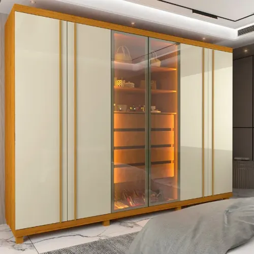 quarto armario roupeiro casal 100% mdf com led 