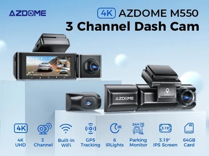Câmera tripla veicular Azdome M550